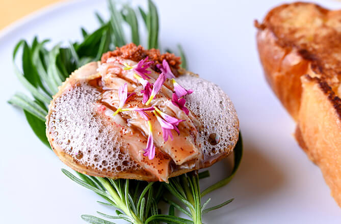 加賀丸いものスフレと香箱蟹